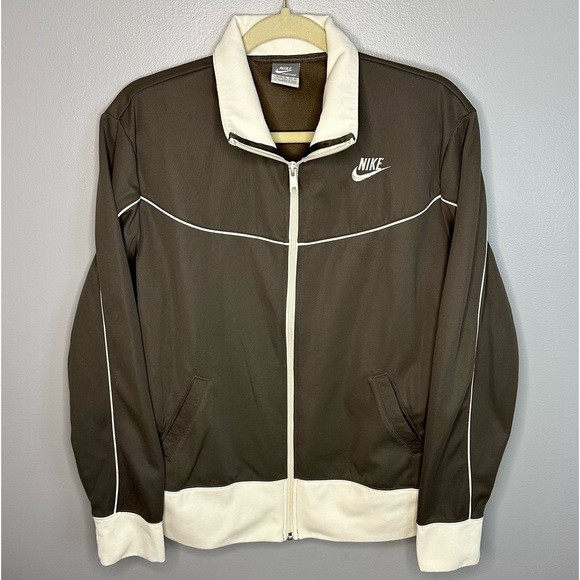 Vintage Nike Track Jacket Brown/Cream Women’s Size XL - Picture 1 of 10